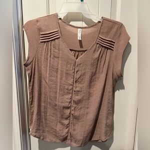 PerSeption Concept brown tan Blouse sz XL with FREE Shein tropical shorts sz lg